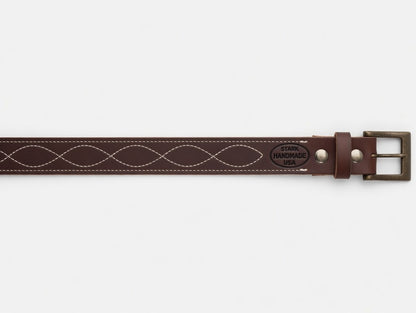 Heavy Duty Stitched Gun Belt with Decorative Wave Stitch