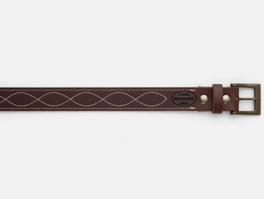 Heavy Duty Stitched Gun Belt with Decorative Wave Stitch