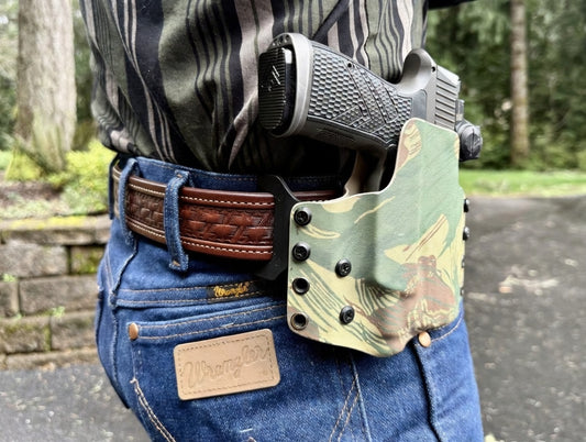 Lined and Stitched and Tooled Gun Belt